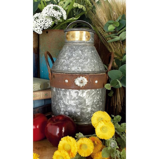 13" Gray Iron Farmhouse Decorative Can